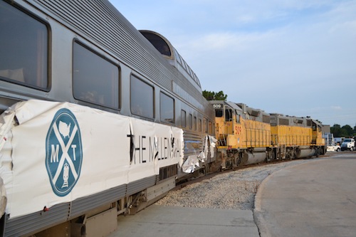 Our cars behind Union Pacific locomotives parked at a maintenance yard in West Omaha.