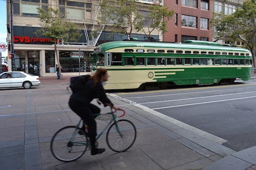 San Francisco's multi-modal Market Street. All photos by Malcolm Kenton.